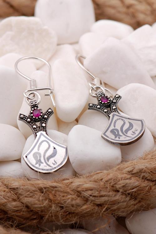 Savat İşçiliği Laleli Gümüş Küpe 34