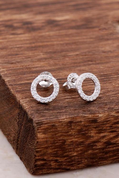 Halka Taşlı Gümüş Küpe 3814