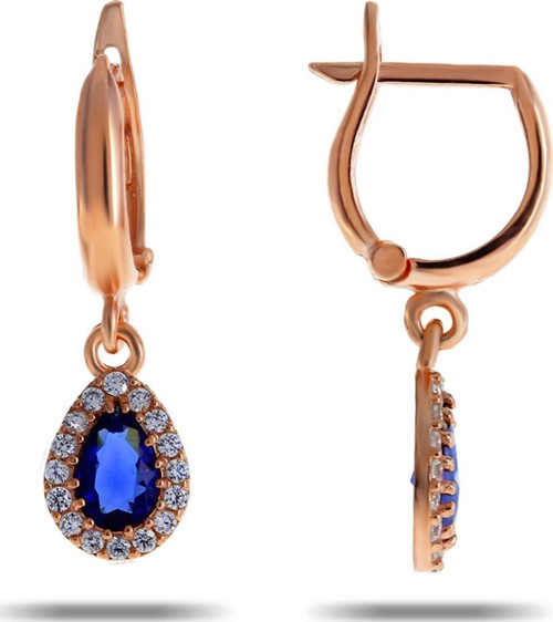 Safir Damla Rose Gümüş Küpe 4959