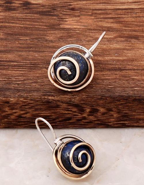 Lapis Lazuli Taşlı Tasarım Gümüş Küpe 4404