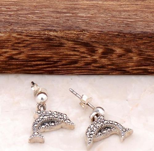 Markazit Taşlı Gümüş Yunus Küpe 1808