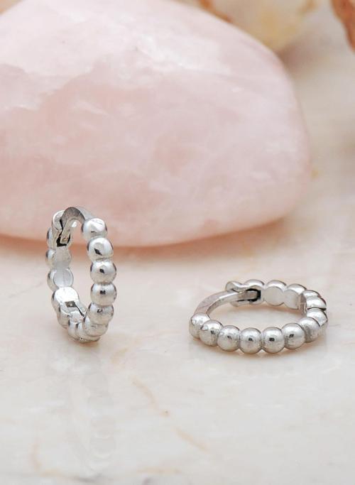 12 mm Toplu Halka Rodyumlu Gümüş Küpe 5456