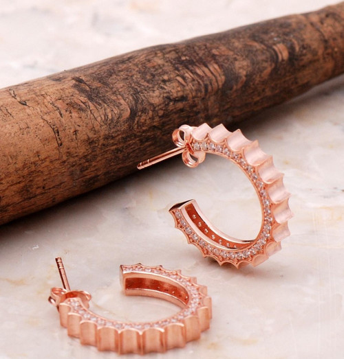 Rose Gümüş 19 Mm Halka Küpe 5037