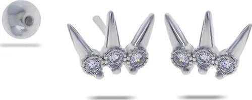 Taç Rodyumlu Tragus Gümüş Küpe 5523