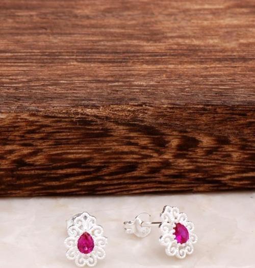 Taşlı Telkari Gümüş Küpe 4657