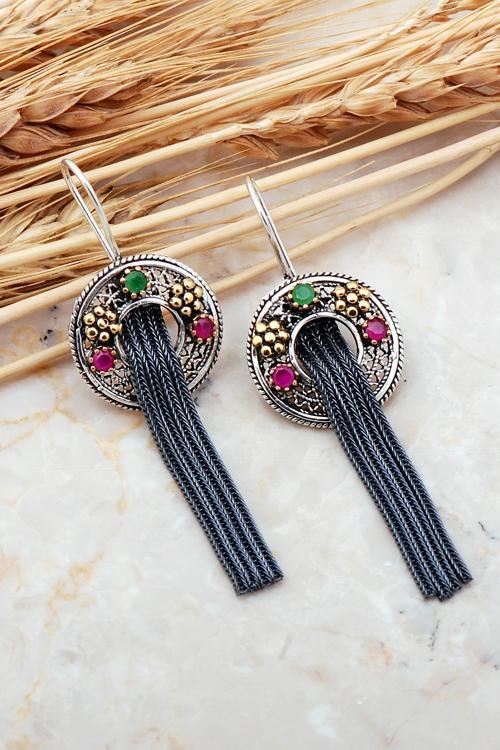 Telkari Elişi Püsküllü Gümüş Küpe 5584