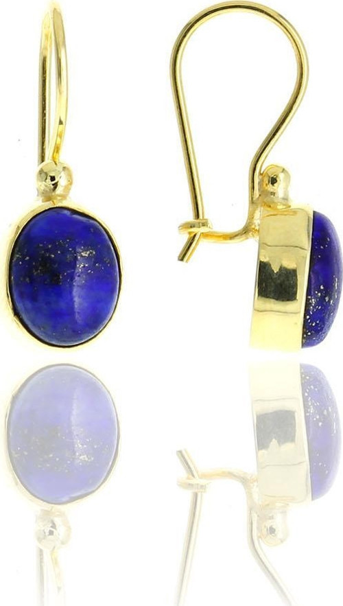 Lapis Lazuli Altın Yaldızlı Elişi Gümüş Küpe 5103