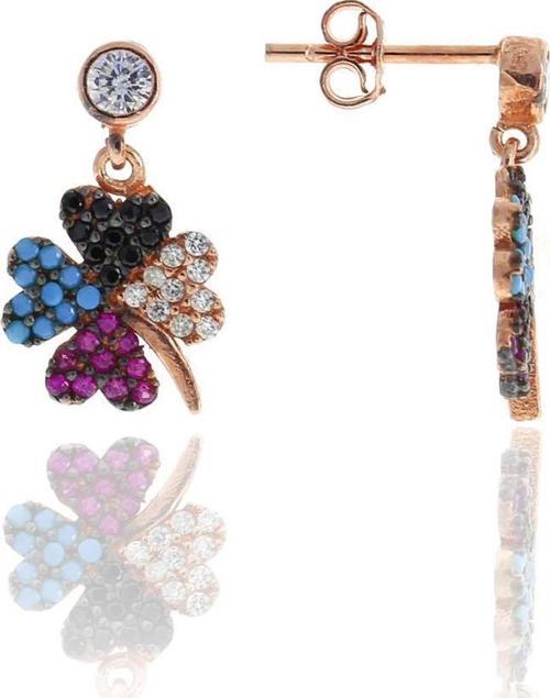 Yonca Küpe Rose Gümüş Mix Taşlı 5111