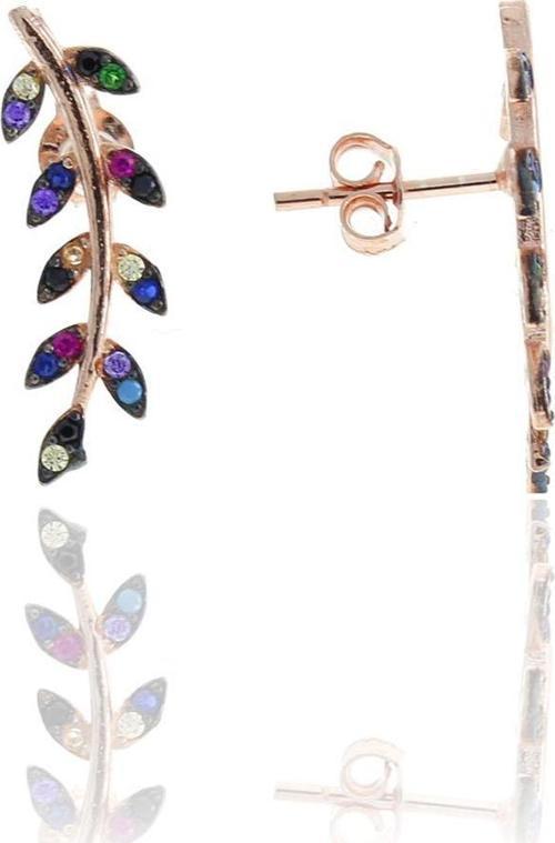 Başak Rose Gümüş Mix Taşlı Küpe 5116