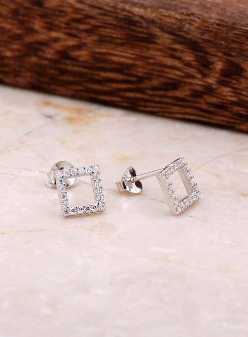 Kare Gümüş Küpe 4811