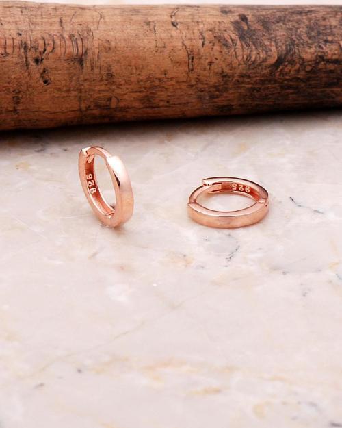 Rose Gümüş 12 Mm Halka Küpe 5145