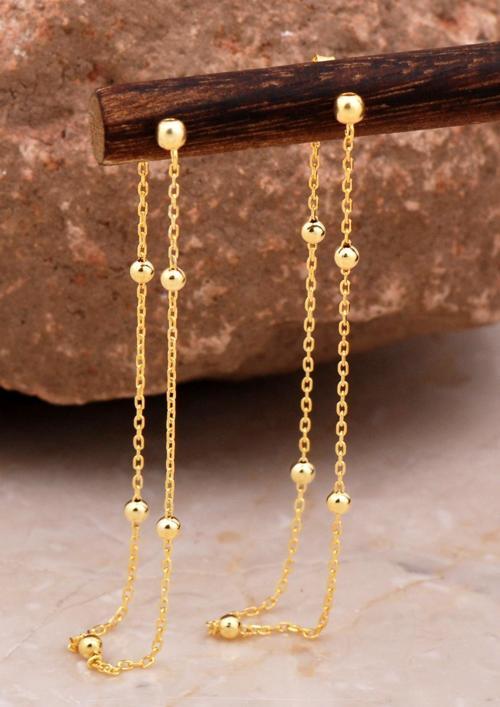 Toplu Tasarım Altın Kaplama Gümüş Zincir Küpe 6108