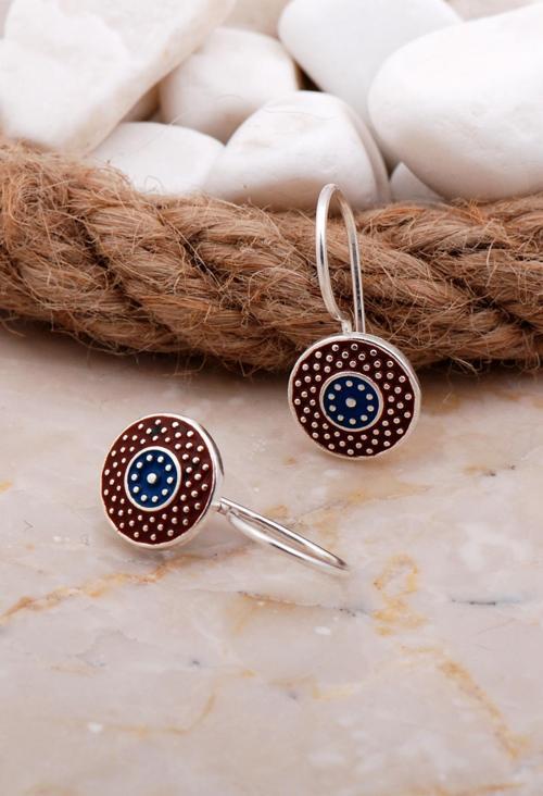 Mineli Elişi Gümüş Küpe 5910