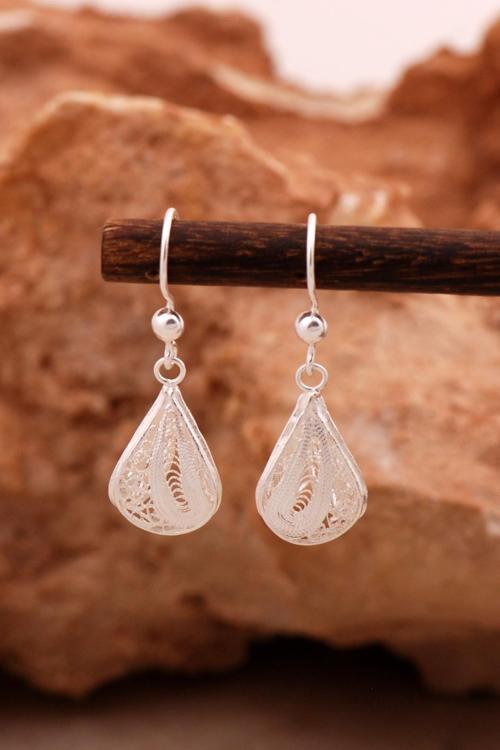 Telkari Elişi Tasarım Gümüş Küpe 6166