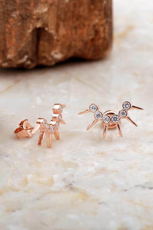 Taç Tasarım Rose Gümüş Küpe 6943