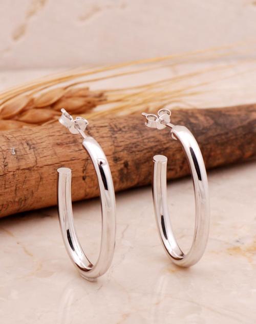 Rodyumlu Gümüş Şarnel 2,0 Cm Halka Küpe 6882