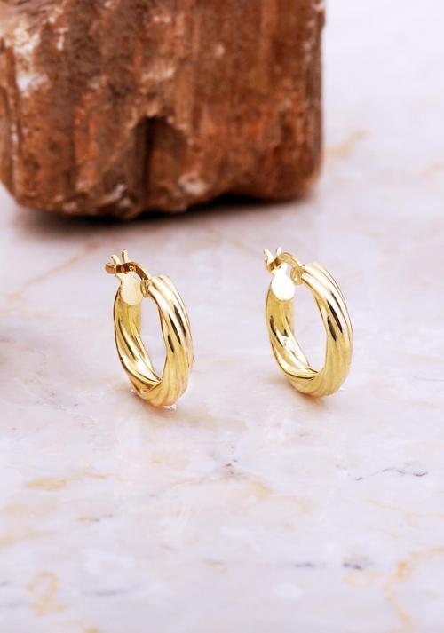 17 Mm Burgu Altın Kaplama Gümüş Halka Küpe 7044