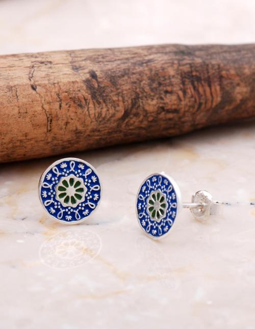 Anadolu Motifli Elişi Gümüş Taşsız Mineli Küpe 6035