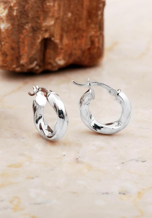 17 Mm Kalın Burgu Rodyumlu Gümüş Halka Küpe 7046