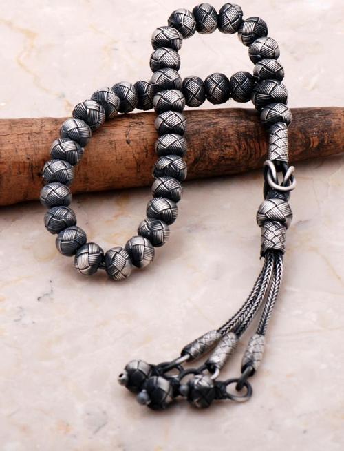 Kazaziye El Sarması Gümüş Küçük Boy Tesbih 111