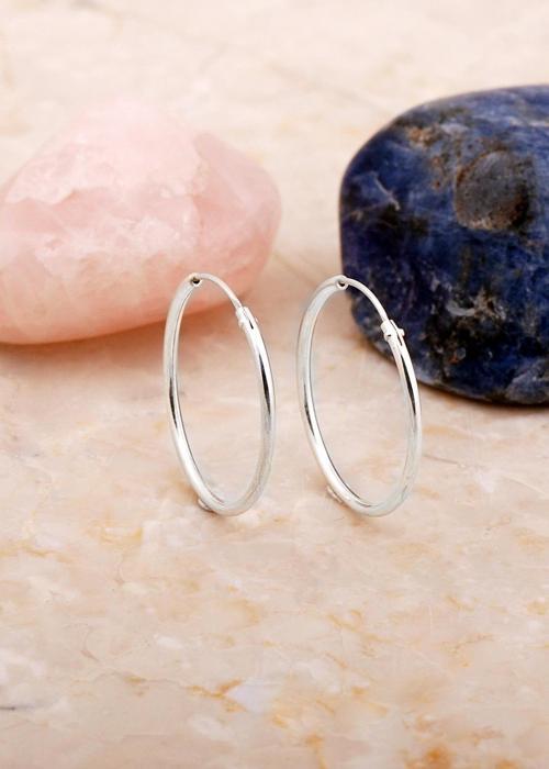 Şarnel 2.5 Cm İnce Gümüş Halka Küpe 7117