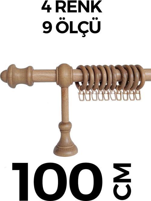 Ahşap Rustik Perde Askısı Meşe Açık Kahve Raysız 100 Cm
