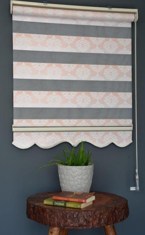 Zebra Stor Perde Ft-982 Pembe Renk Alüminyum Kasalı Etekli Veya Eteksiz