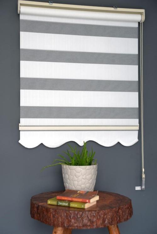 Zebra Stor Perde Jk-280 Beyaz Renk Alüminyum Kasalı Etekli Veya Eteksiz