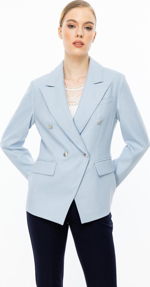 Kadın Kruvaze Düğmeli Ceket 4082 Mavi