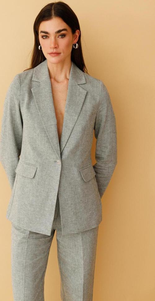 Kadın Tek Düğmeli Kapaklı Ceket 4062 Oliv