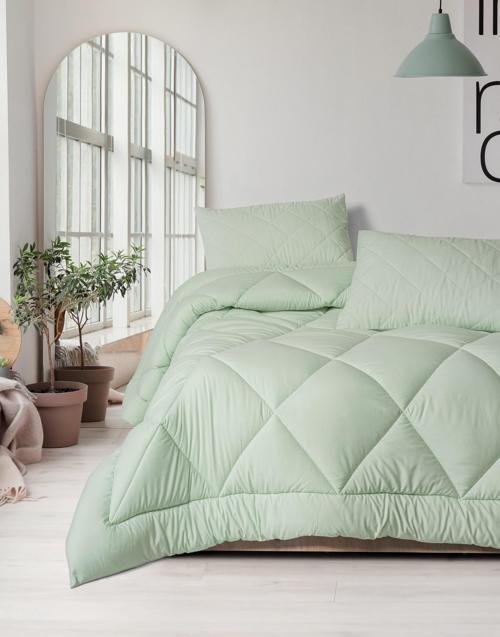 Softwash Çift Kişilik Yorgan Seti Adaçayı 160x200 Lastikli Çarşaf