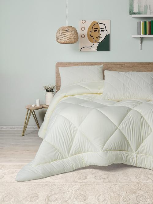 Softwash Çift Kişilik Yorgan Seti Ekru 180x200 Lastikli Çarşaf