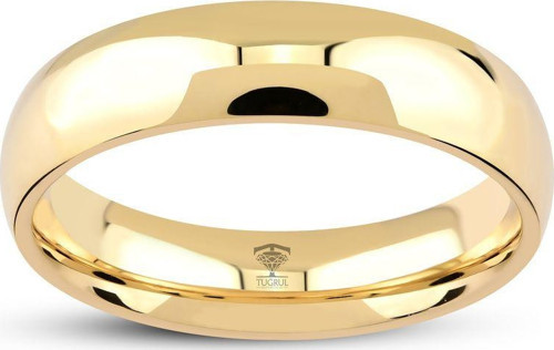 14 Ayar Altın Klasik Düz Bombeli Alyans- 5 mm