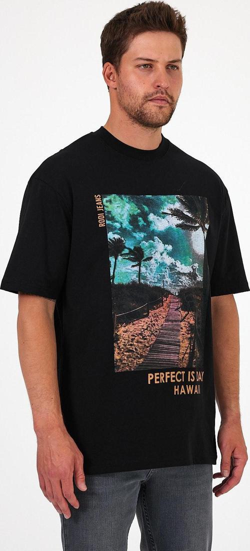 Erkek Bisiklet Yaka Hawaıı Baskılı T-shirt 7021