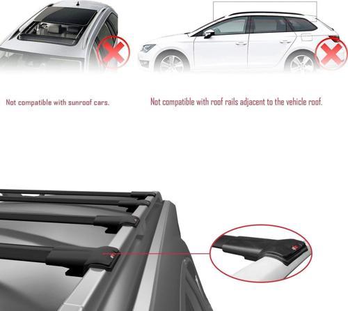 Volkswagen Caddy 2003-2010 Arası ile uyumlu FLY Model Ara Atkı Tavan Barı SİYAH 4 ADET BAR
