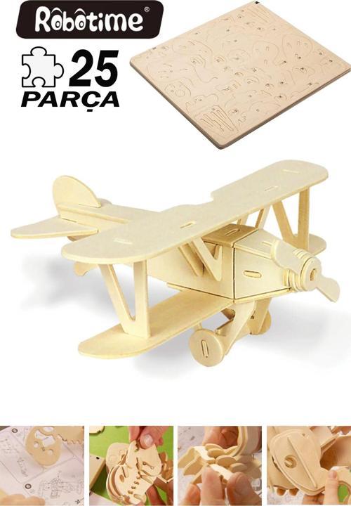 Ahşap 3 Boyutlu Maket Puzzle Uçak-2 25 Parça 185x215x95mm PC378