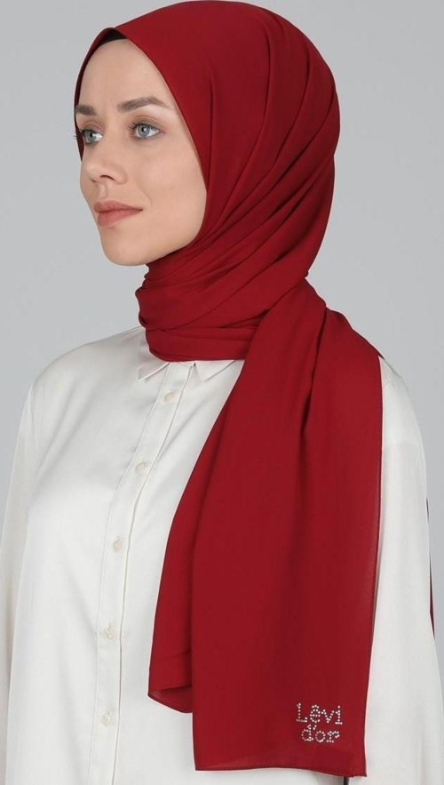 Bordo Lux Şifon Şal