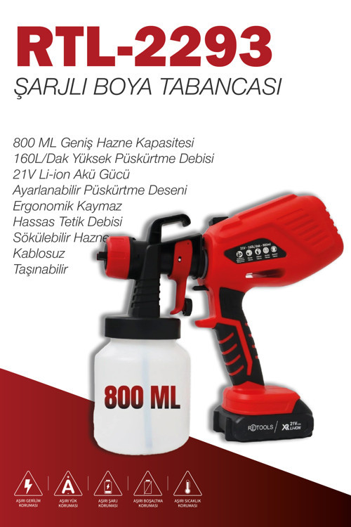Şarjlı Boya Tabancası Kırmızı