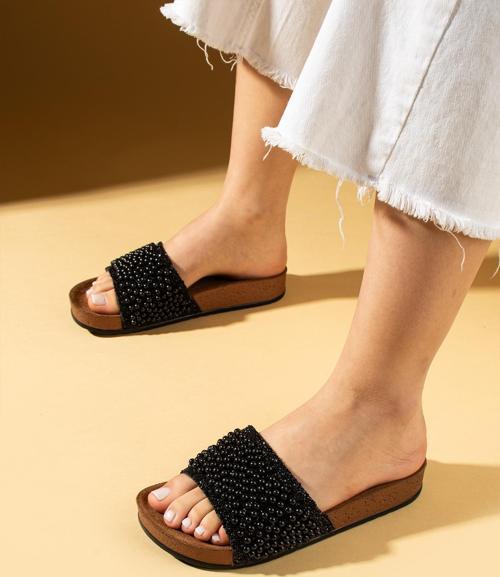 Taşlı Rahat Taban Kadın Terlik 001-015-25