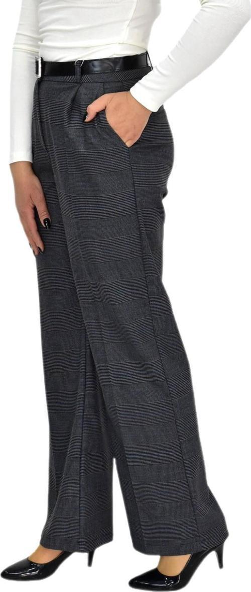 Kadın Ekose Pileli Bol Kumaş Pantolon BGL-ST04233