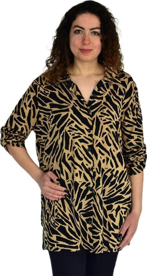 Kadın Büyük Beden Leopar Desen Viskon Bluz BGL-ST04256