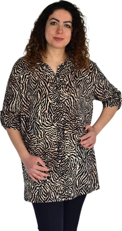 Kadın Büyük Beden Leopar Desen Viskon Bluz BGL-ST04255