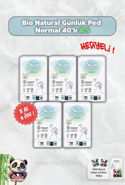 5 AL 4 ÖDE Sleepy Bio Natural Günlük Ped Normal 40'lı ve Rosie