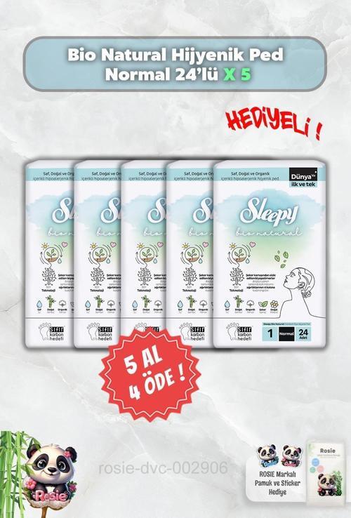 5 AL 4 ÖDE Sleepy Bio Natural Hijyenik Ped Normal 24'lü ve Rosie
