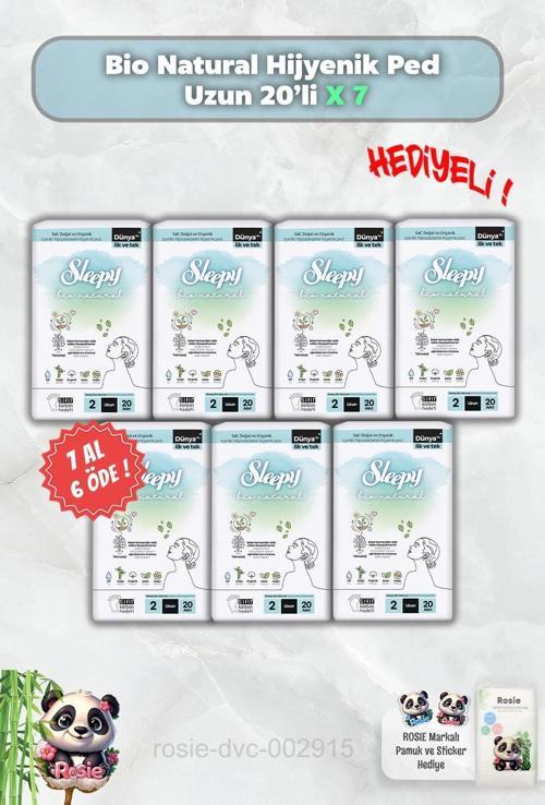 7 AL 6 ÖDE Sleepy Bio Natural Hijyenik Ped Uzun 20'li ve Rosie