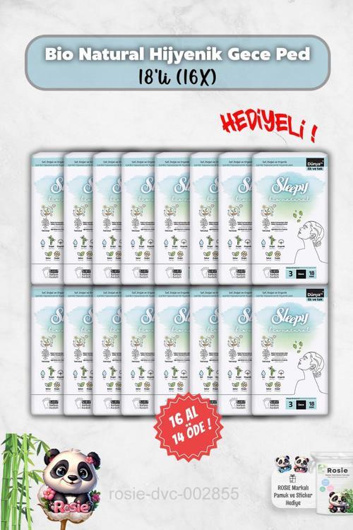 16 Al 14 Öde Hijyenik Ped Gece 18'li Bio Natural ve Rosie Hediye