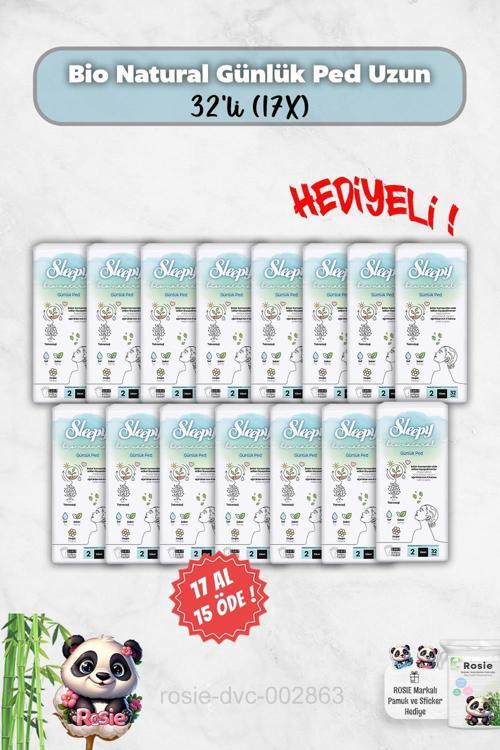 32'li Bio Natural 17 Al 15 Öde Günlük Ped Uzun ve Rosie Hediye