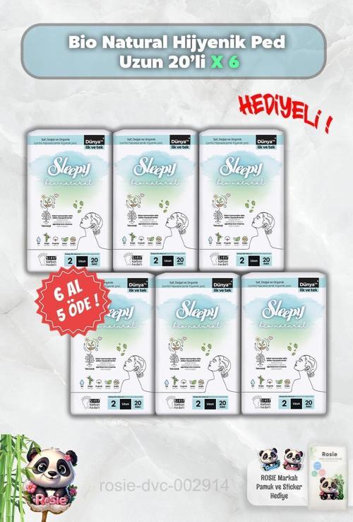 6 AL 5 ÖDE Bio Natural Hijyenik Ped Uzun 20'li ve Rosie