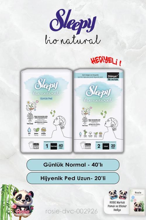 Günlük Ped Normal 40'lı ve Hijyenik Uzun 20'li Bio Natural ve Rosie