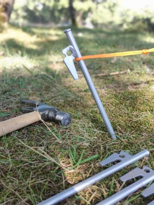 10 Adet 20 Cm Gri Demir Çadır Çivisi, Çadır Kazığı, Kaymaz Kancalı Kazık